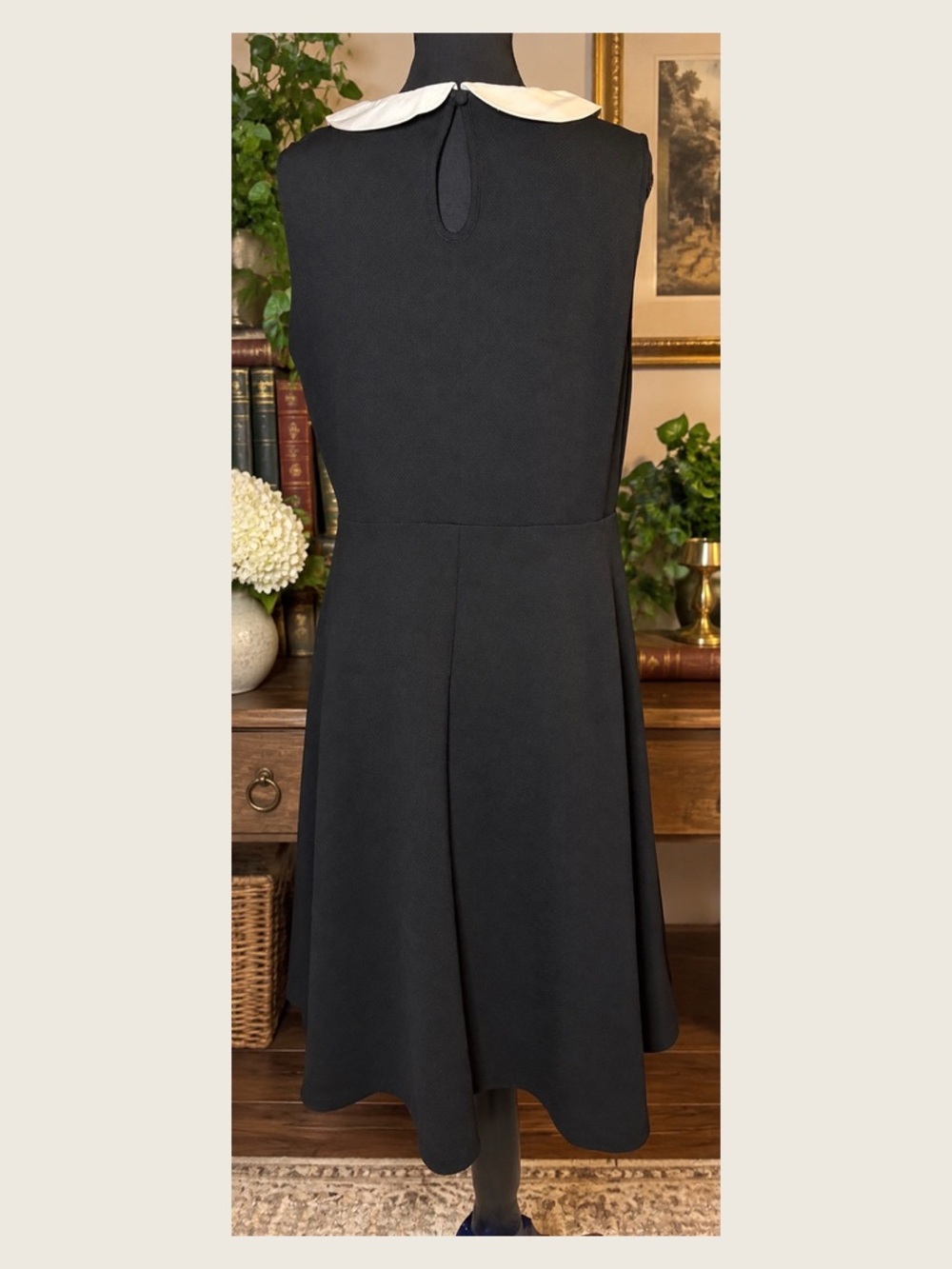 Torrid Peter Pan Collar Skater Dress 0 Dark Academia Goth Black White - Picture 3 of 5
